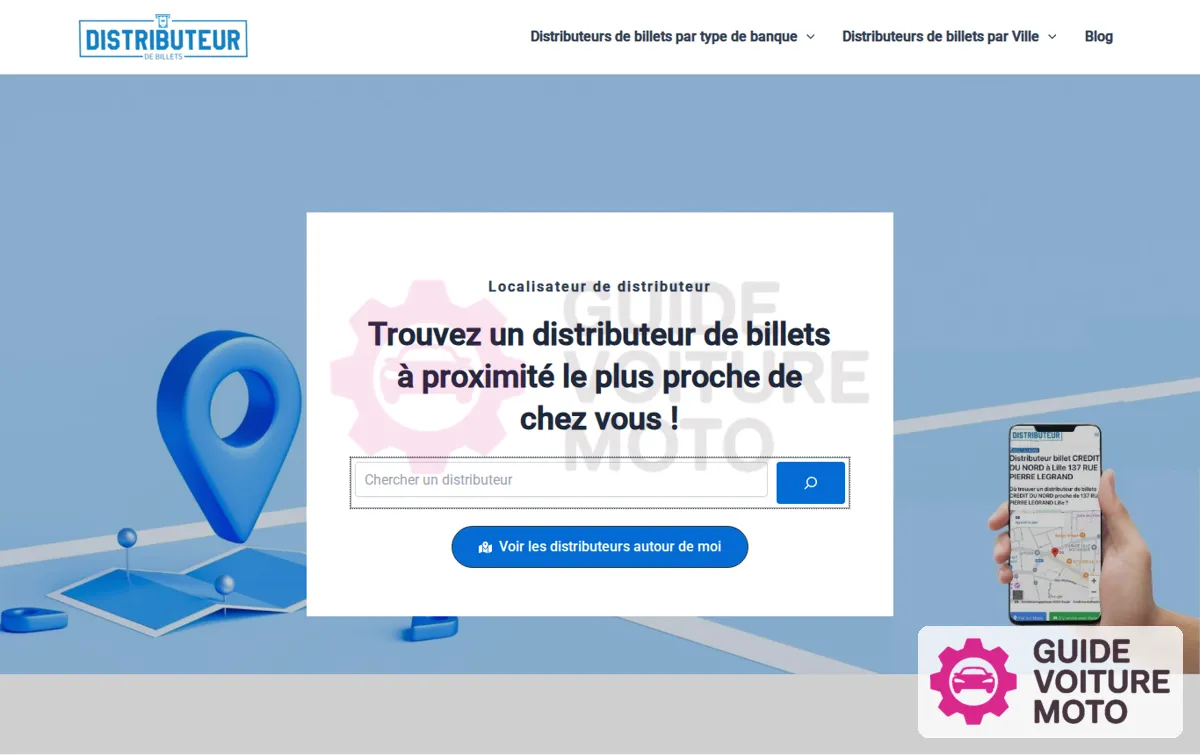 Capture : Distributeur de billets le plus proche de vous | Gratuitement en 2 secondes